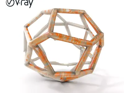 Rustic Wireframe Dodecahedron Model Pack Low-poly 3D model