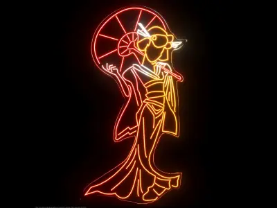 japanese girl-neon set one 3D model