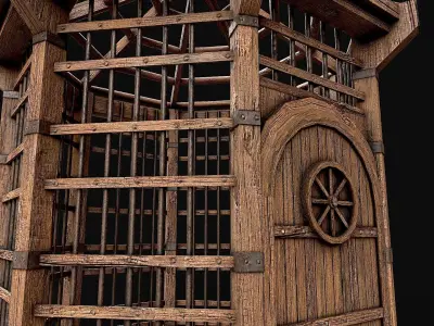 Medieval Wooden Cage 4 Low-poly 3D model