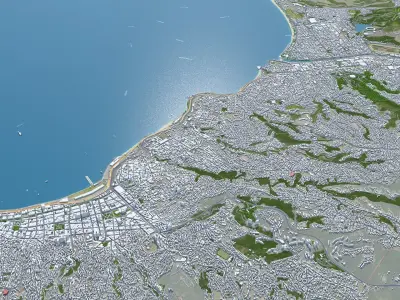Valparaiso Vina del Mar Chile 30km Low-poly 3D model