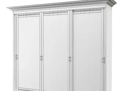 Wardrobe low poly 3d model mirrored closet doors Low-poly 3D model