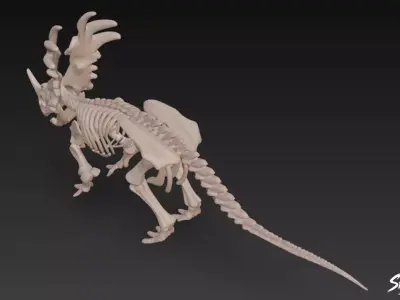 Styracosaurus fossil Low-poly 3D model