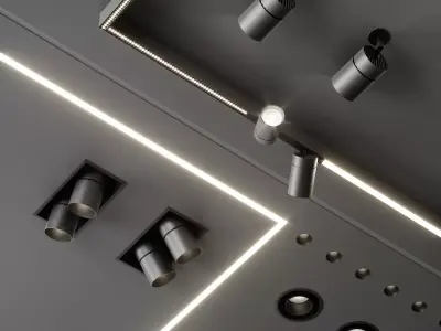 Reggiani set 3 acoustic ceiling lamp 3D model