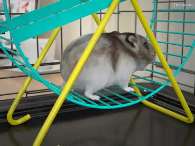  Campbell Dwarf Hamster Brownish Gray Fur Rigged for Cinema 4D 