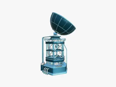 SciFi Antenna Tower A03 Blue - Sci Fi Exterior Design Low-poly 3D model