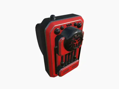 SciFi Backpack I09 Red - Fashion Character Design Low-poly 3D model