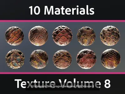 30 Materials Skin Dragon Seamless PBR Bundle 3 Texture