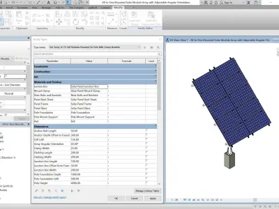 All-In-One Adjustable Mounted Solar Module Array 3D model