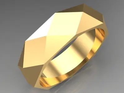 Light Gold Diamond Men Ring 2MR096 3D model