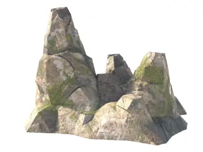 grass pebble rock  Low-poly 3D model