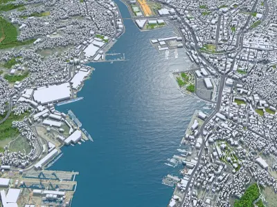 Nagasaki Downtown Japan Low-poly 3D model