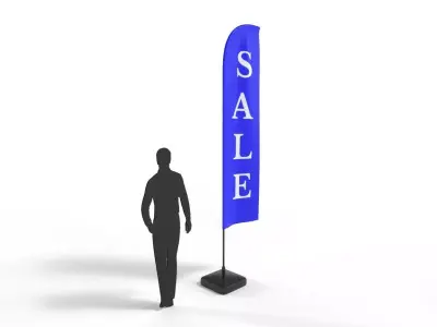 Banner Flag 01B Low-poly 3D model