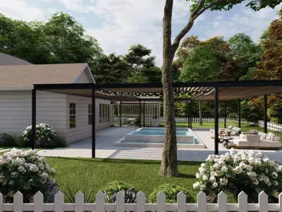 3D Exterior Scene 3D model design garden and landscape 3D 3D model