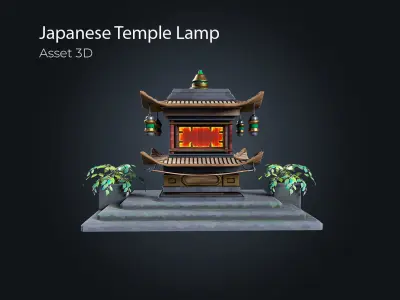 Japanese Temple Lamp V1 Low-poly 3D model