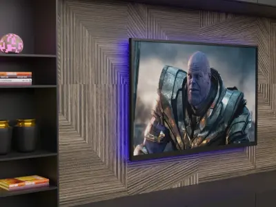 TV Unit with Decors Low-poly 3D model