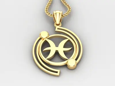 Galaxy Pisces Light Gold Pendant Version 8 3D print model