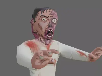 Zombie Cartoon - Living Dead - Zumbi Low-poly 3D model