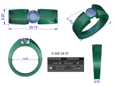 Mens Ring  Render 3dm STL OBJ FBX Details 3D print model 3