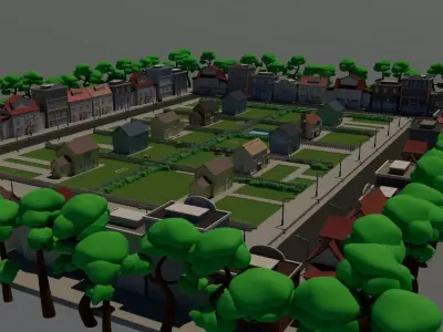 Neighborhood Low-poly 3D model