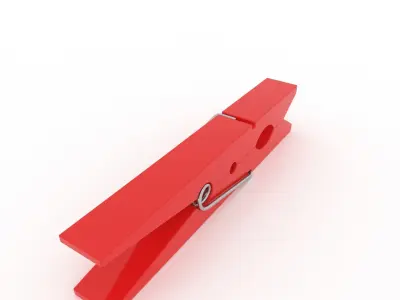 CLOTHES PEG RED PLASTIC Low-poly 3D model