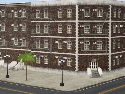 New York Modern City P2 Street Scene 3D Model Low-poly 3D model