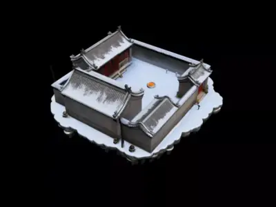  courtyard snow scenery 3D model