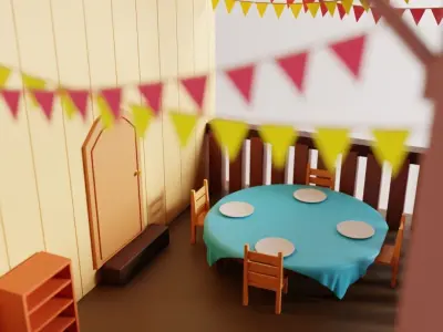 Classic wooden house Low-poly 3D model