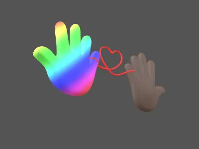 Hand with Red Line Icon v1 042 Low-poly 3D model
