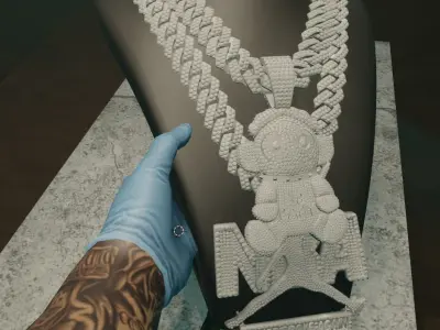 NBA YOUNGBOY MONKEY PENDANT CHAIN Low-poly 3D model