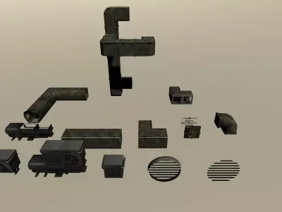Aircons city assets for game Low-poly 3D model