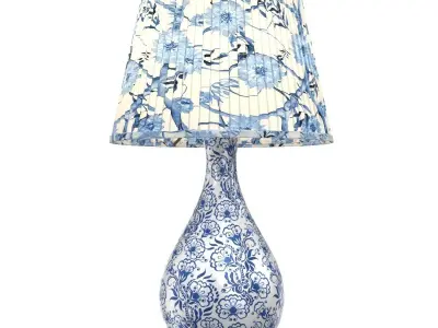 Blue White Chinoiserie Table Lamp 3D model