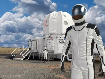 Futuristic Astronaut Space Suit Rigged for Cinema 4D 3D model