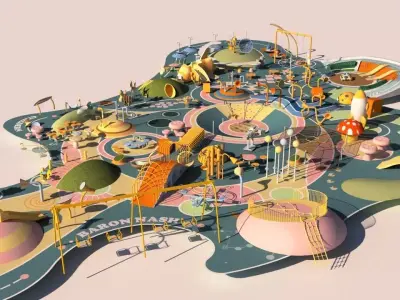 Park Outdoor Childrens Playground Low-poly 3D model