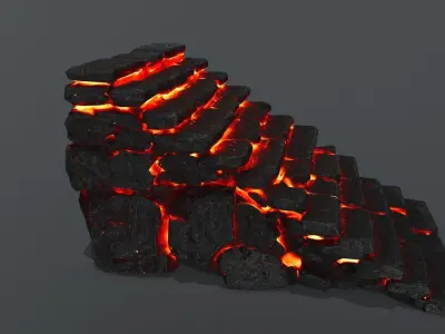 stairs pile of lava Low-poly 3D model