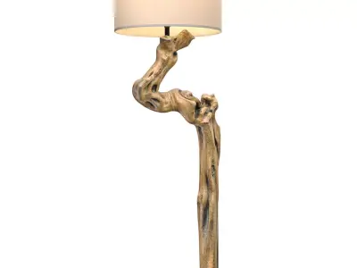 Rustic Floor lamp made natural driftwood branches Scandinavian 3D model