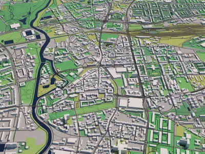 Cottbus Germany 30x30km 3D City Map 3D model