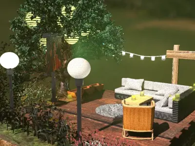Garden Lounge Low-poly 3D model