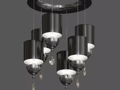 NUARE 6 chandelier with glass shades 3D model