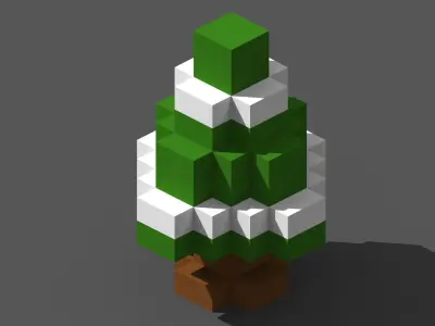 Xmas Tree Voxel - 2 Low-poly 3D model