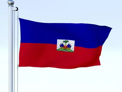Animated Haiti Flag Low-poly 3D model