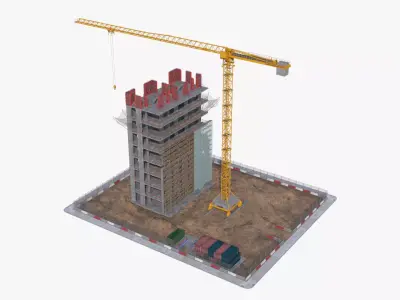 Under Construction Scene Low-poly 3D model