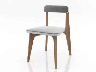 C4 dining chair with fabric and wooden legs Free 3D model