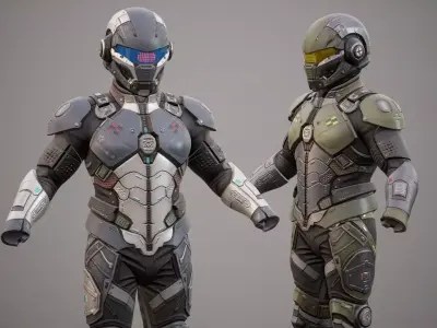 Sci-Fi Military Armor Pack 03 Low-poly 3D model