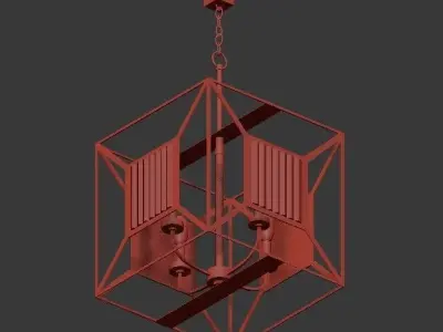 Cage 4 Light Chandelier 3D model