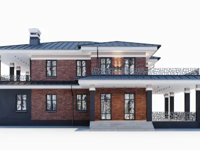 Modern two-storey house 3D model