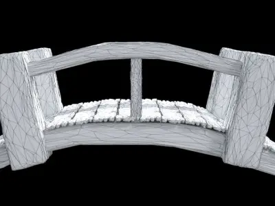 Cartoon Wooden Bridge Low-poly 3D model