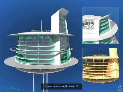 Futuristic Architecture Skyscrapers 3D Model Pack