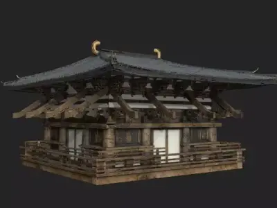 japanese house-PBR Low-poly 3D model Low-poly 3D model