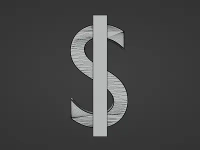 Dollar Sign  Logo customized Text with studio lighting 3D model Free 3D model