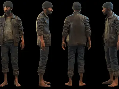 Homeless person Vincent Low-poly 3D model